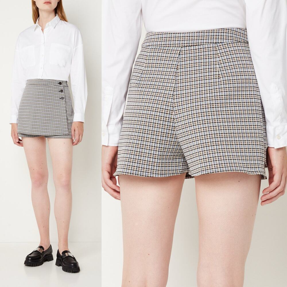 Claudie Pierlot Plaid Print Skort Blue Brown black EUR 34 or US XS / 0